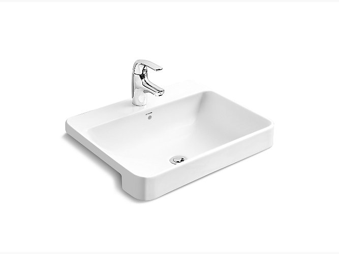 Rectangular Semi Recessed Lavatory With, Semi Recessed Bathroom Sink Canada